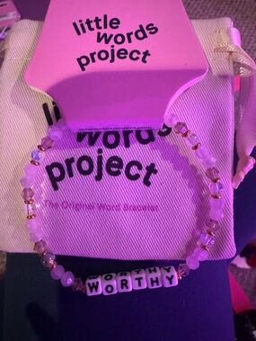 little words project "Worthy" Pink Beaded Message Bracelet